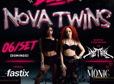 Flyer do festival "É Tudo Delas", em que Nova Twins se apresenta em São Paulo no dia 6 de setembro. Créditos: CultMix e Cine Joia