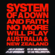 Anúncio de shows de Faith No More e System Of A Down na Austrália. Imagem: Reprodução/30e