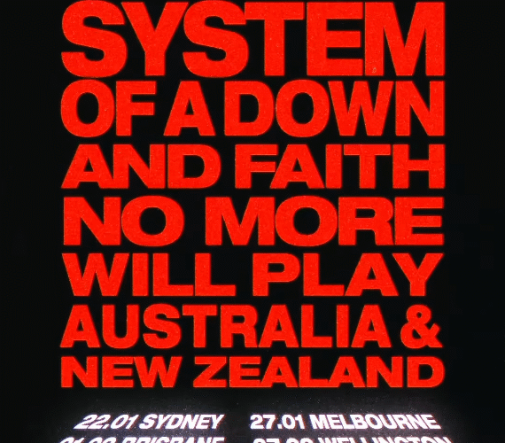 Anúncio de shows de Faith No More e System Of A Down na Austrália. Imagem: Reprodução/30e