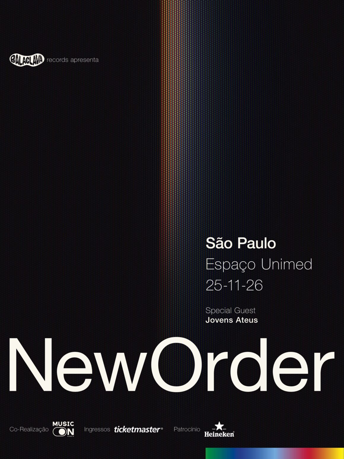 Anúncio do show de New Order no Brasil. Créditos: Balaclava Records
