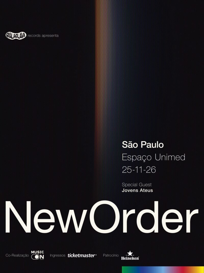 Anúncio do show de New Order no Brasil. Créditos: Balaclava Records