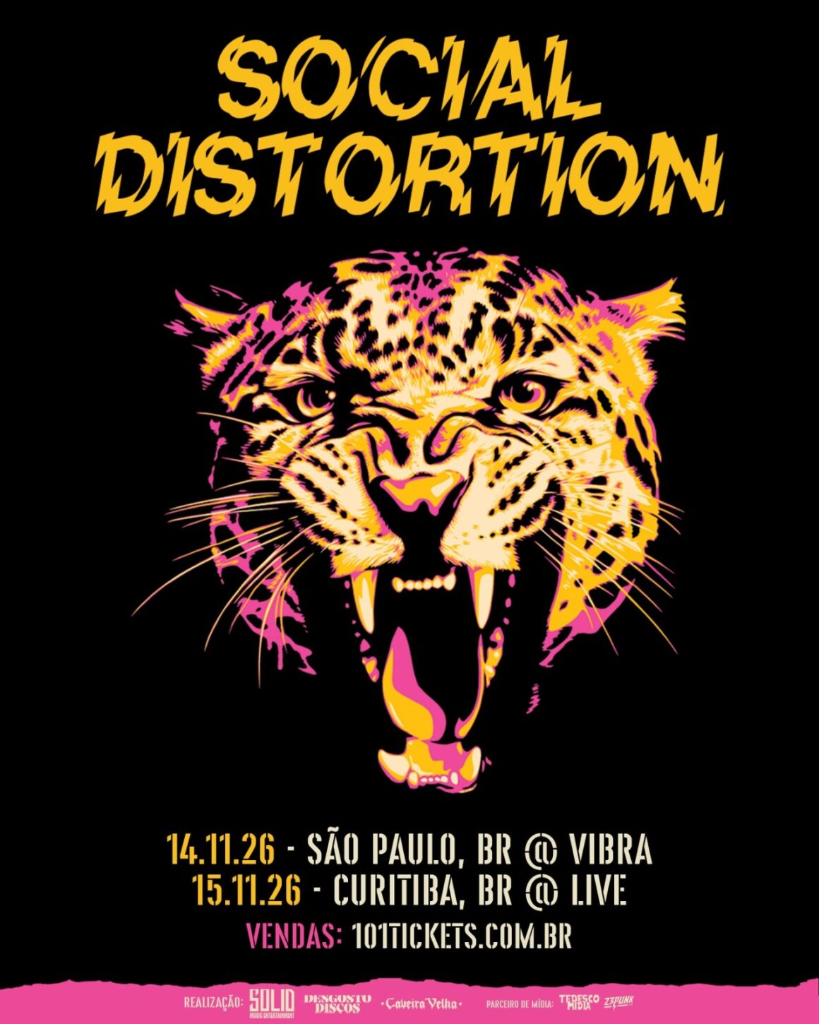 Anúncio de shows de Social Distortion no Brasil. Imagem: Reprodução