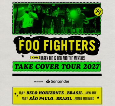 Anúncio de shows do Foo Fighters no Brasil em fevereiro de 2027. Créditos: Live Nation
