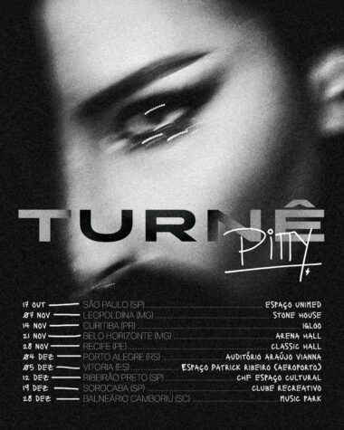 Flyer anunciando os primeiros shows da turnê de Pitty. Créditos: Reprodução