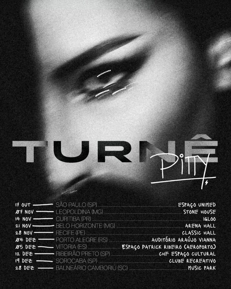 Flyer anunciando os primeiros shows da turnê de Pitty. Créditos: Reprodução