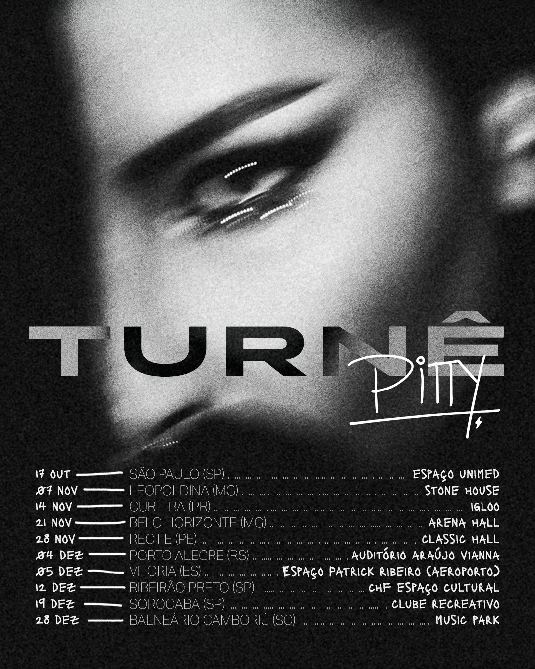 Flyer anunciando os primeiros shows da turnê de Pitty. Créditos: Reprodução